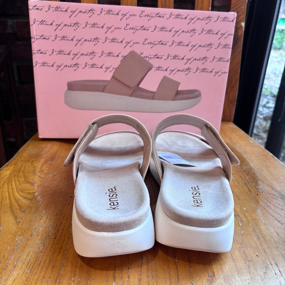 Kensie womens Jipsy adjustable slip on slides sandals nude 9. - Picture 3 of 6